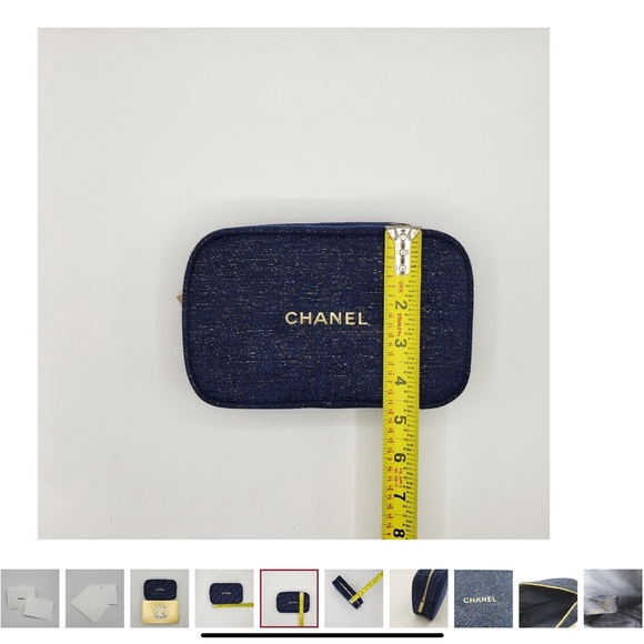 Authentic Chanel 2023 Cosmetic Bag Blue Gold - Picture 5 of 8